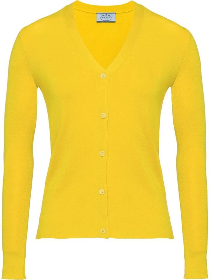 Prada Wool And Silk Cardigan - Yellow