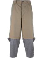Comme Des Garçons Shirt Overlay Detail Straight Leg Trousers, Men's, Size: Small, Green, Cotton/nylon/wool