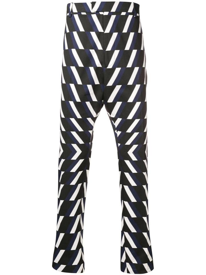Les Hommes Optic Print Slim-fit Trousers - Blue