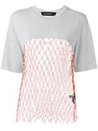 Filles A Papa Mesh Panel T-shirt, Women's, Size: I, Grey, Viscose/polyester/sheep Skin/shearling