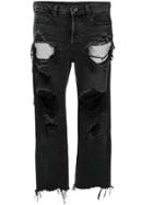 T By Alexander Wang Distressed Cropped Jeans - Black
