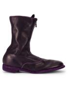 Guidi Front Zipped Boots - Pink & Purple