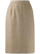 Valentino Pre-owned 1980s Woven Pencil Skirt - Brown