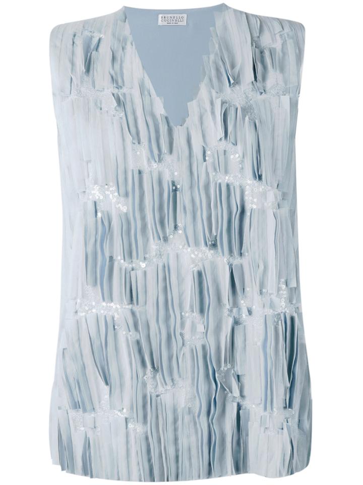 Brunello Cucinelli Sequin Appliqué Tank - Blue