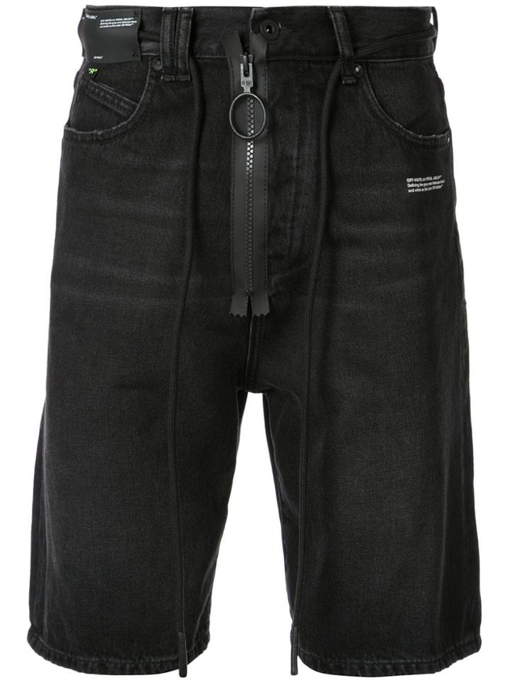 Off-white Front Zipped Shorts - Black
