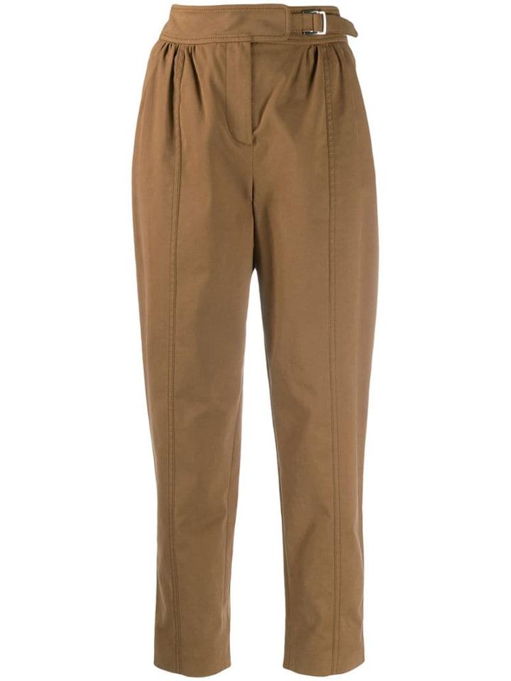 Alberta Ferretti Buckled Tapered Trousers - Brown