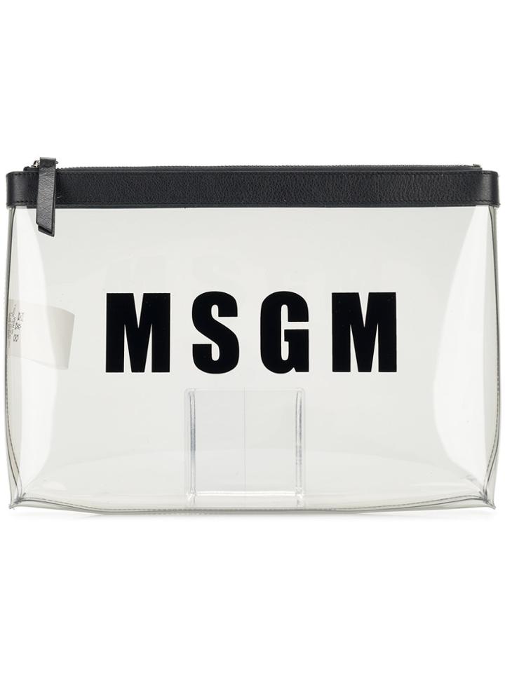 Msgm Transparent Logo Pouch - Black