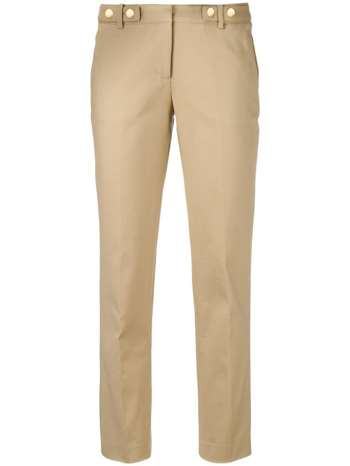 Michael Michael Kors - Slim-fit Cropped Trousers - Women - Cotton/spandex/elastane - 10, Women's, Nude/neutrals, Cotton/spandex/elastane
