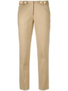 Michael Michael Kors - Slim-fit Cropped Trousers - Women - Cotton/spandex/elastane - 10, Women's, Nude/neutrals, Cotton/spandex/elastane