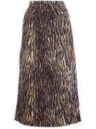 Rochas - Leopard Print Midi Skirt - Women - Polyamide/alpaca/virgin Wool - 40, Brown, Polyamide/alpaca/virgin Wool