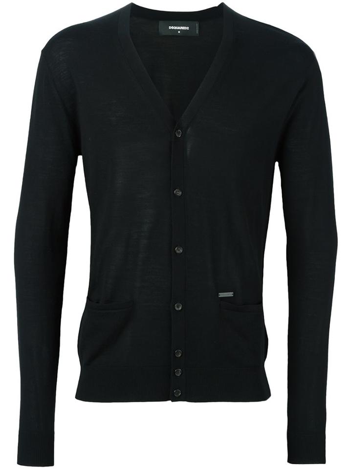 Dsquared2 V-neck Cardigan, Men's, Size: Xl, Black, Wool