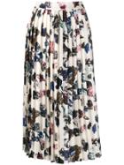 Victoria Victoria Beckham Pleated Crystal Print Skirt - Neutrals