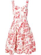 Oscar De La Renta Floral Toile Print Dress - White