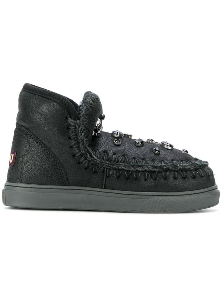 Mou Embellished Mini Eskimo Sneakers - Black