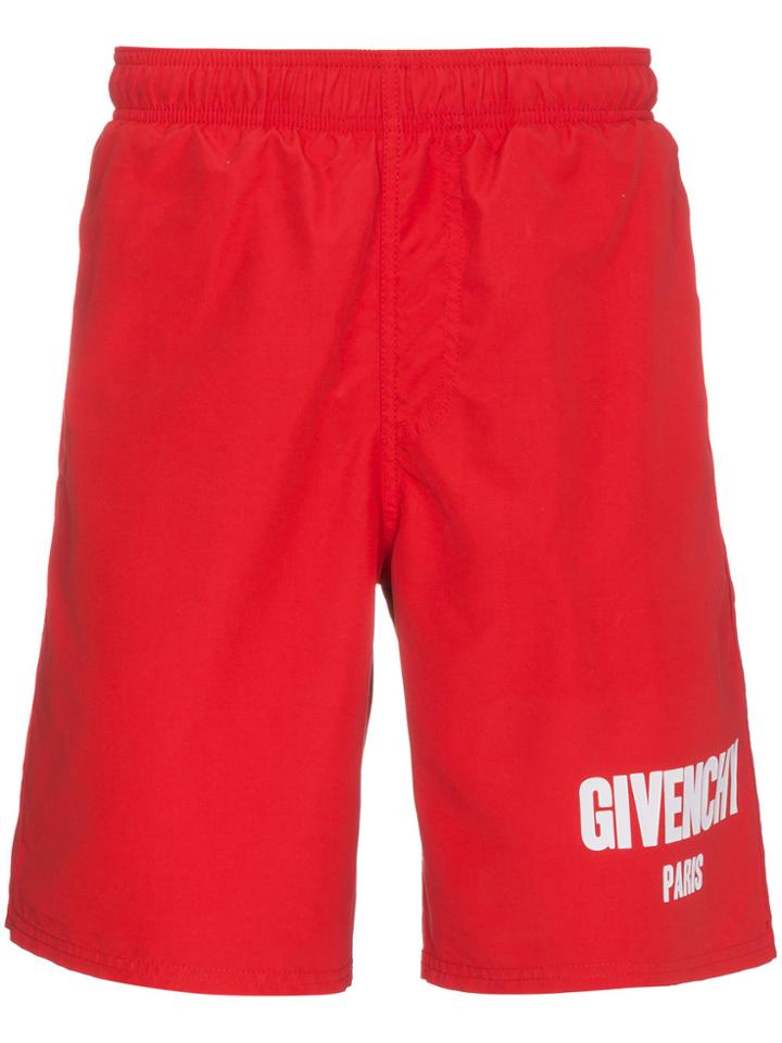 Givenchy Red Logo Swim Shorts