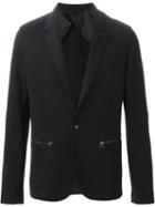 Lanvin Zipped Pocket Blazer, Men's, Size: 50, Black, Cotton/polyamide