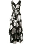 Ingie Paris Floral Metallic Dress - Black