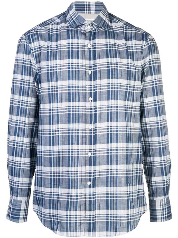 Brunello Cucinelli Plaid Print Shirt - Blue
