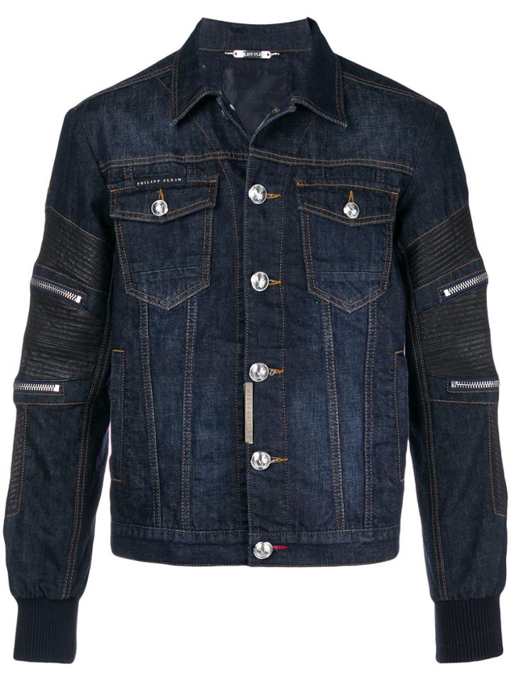Philipp Plein Panelled Denim Jacket - Blue