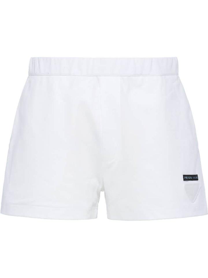 Prada Logo Patch Shorts - White