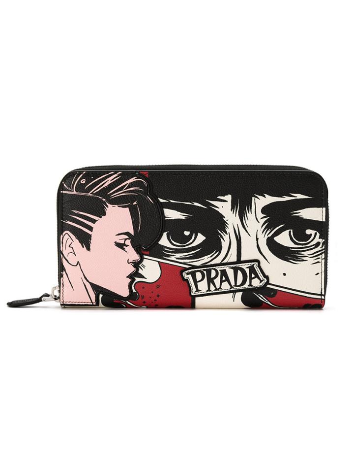 Prada Printed Wallet - Red