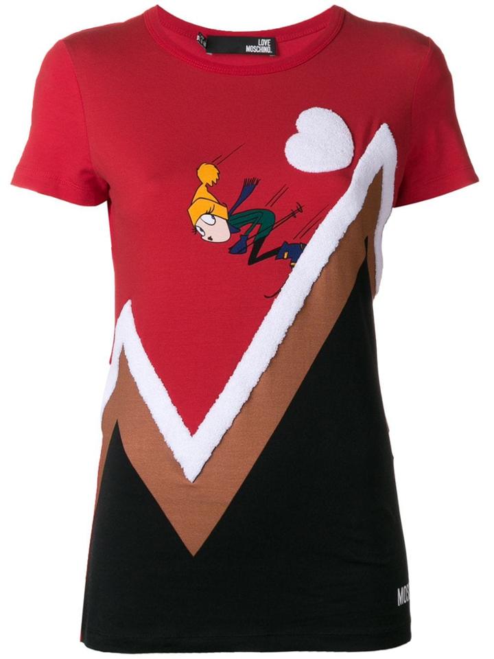 Love Moschino Ski Print T-shirt - Red