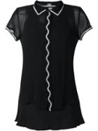 Jupe By Jackie Embroidered Trim Sheer Shirt, Women's, Size: 4, Black, Silk