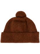 Margaret Howell Knitted Pompom Beanie - Brown