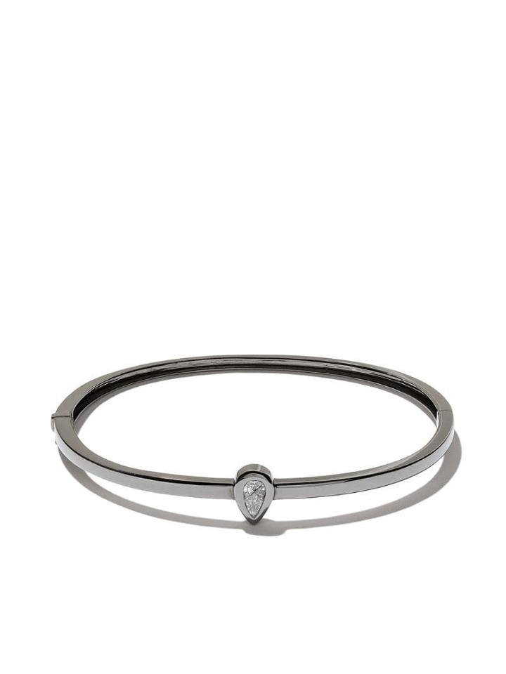 As29 18kt Black Gold Calvet Pear Illusion Diamond Bangle - Silver