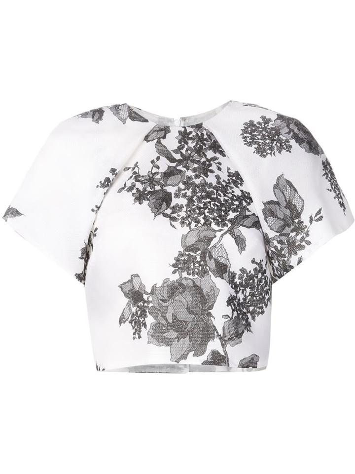 Monique Lhuillier Cropped Floral Bouse