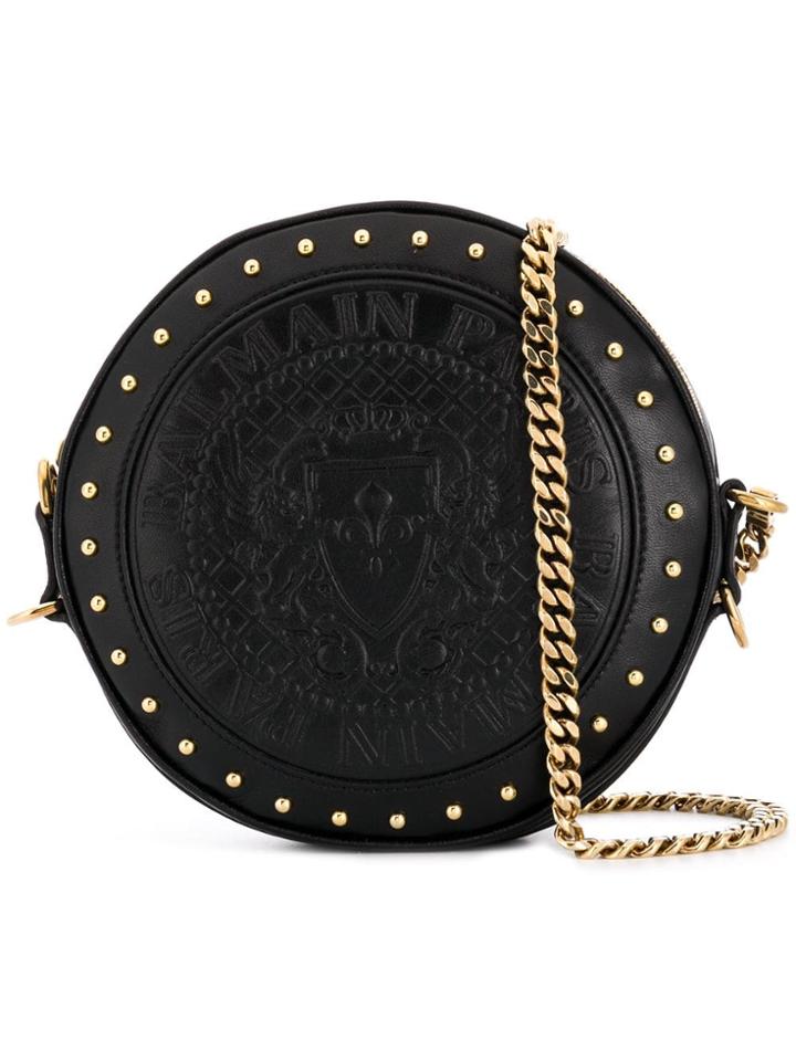 Balmain Embossed Coin Crossbody - Black