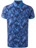 Etro Allover Print Polo Shirt, Men's, Size: Small, Blue, Cotton