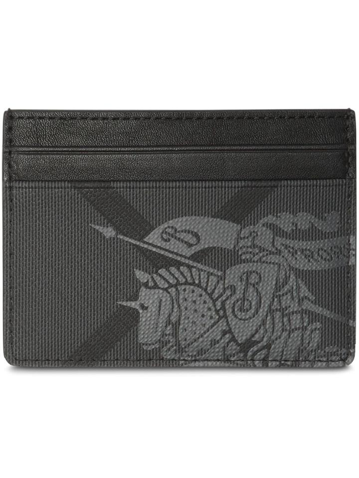 Burberry Ekd London Check And Leather Card Case - Grey
