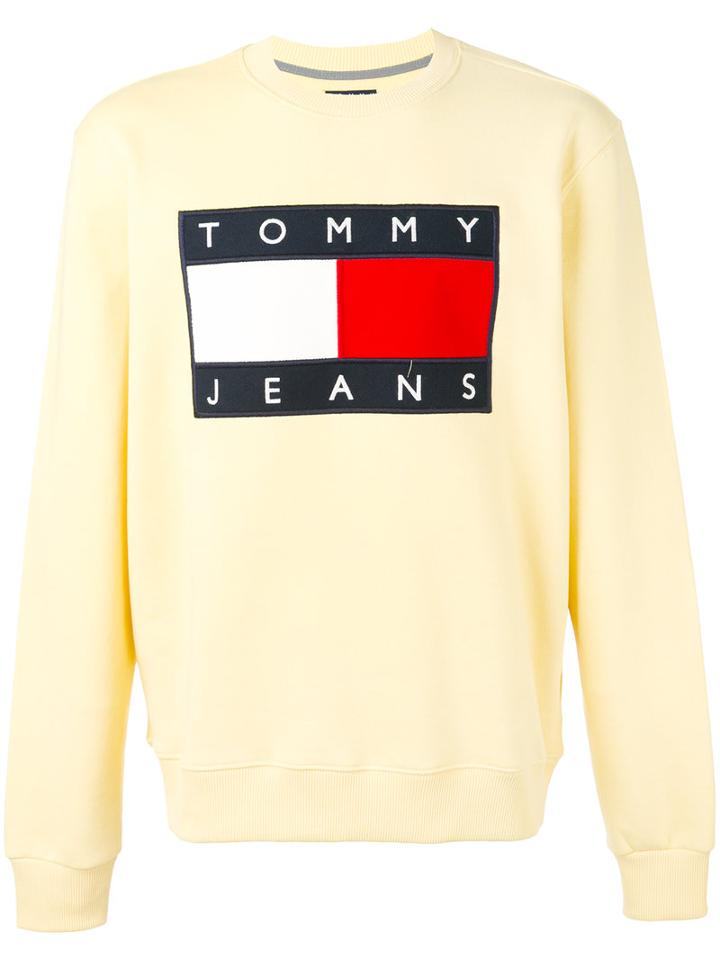 Tommy Hilfiger - Classic Logo Printed Sweatshirt - Men - Cotton/polyester - S, Yellow/orange, Cotton/polyester