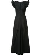 Tome Long Ruffle Sleeve Dress, Women's, Size: 8, Black, Cotton