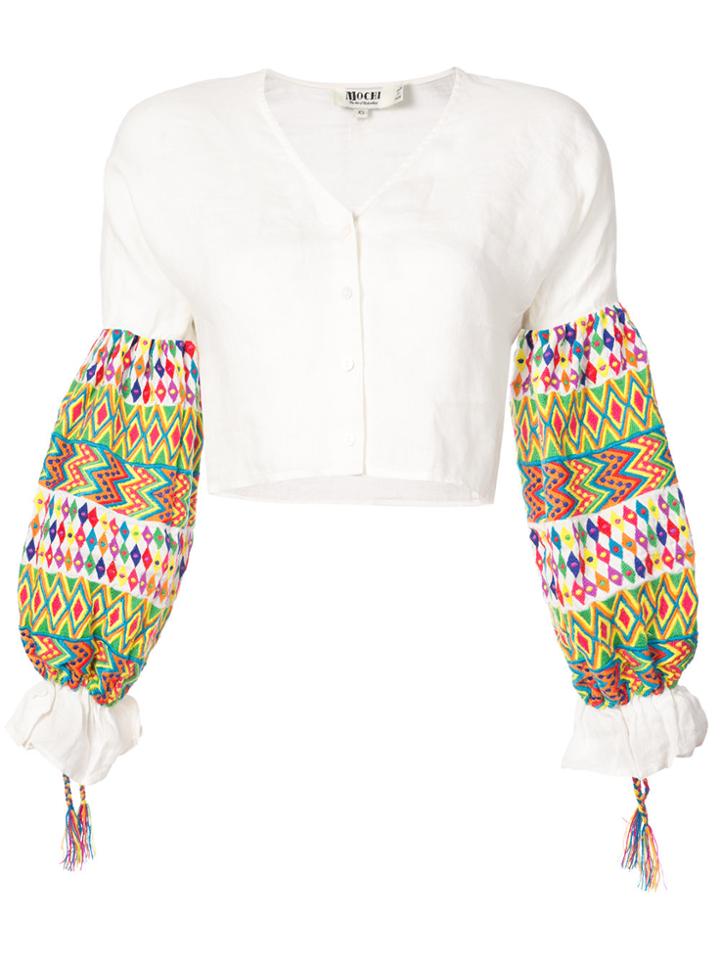 All Things Mochi Contrast Sleeve Shirt - White
