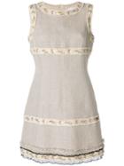 Chanel Pre-owned Embroidered Trim Shift Dress - Neutrals