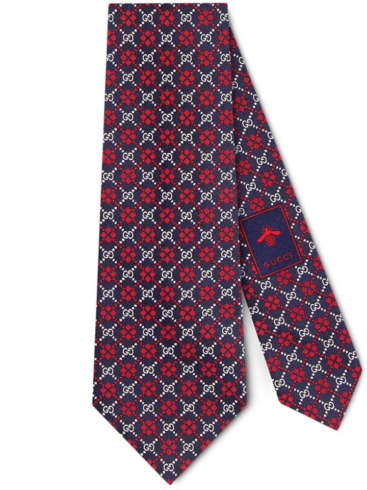 Gucci Gg Diamond Silk Tie - Blue