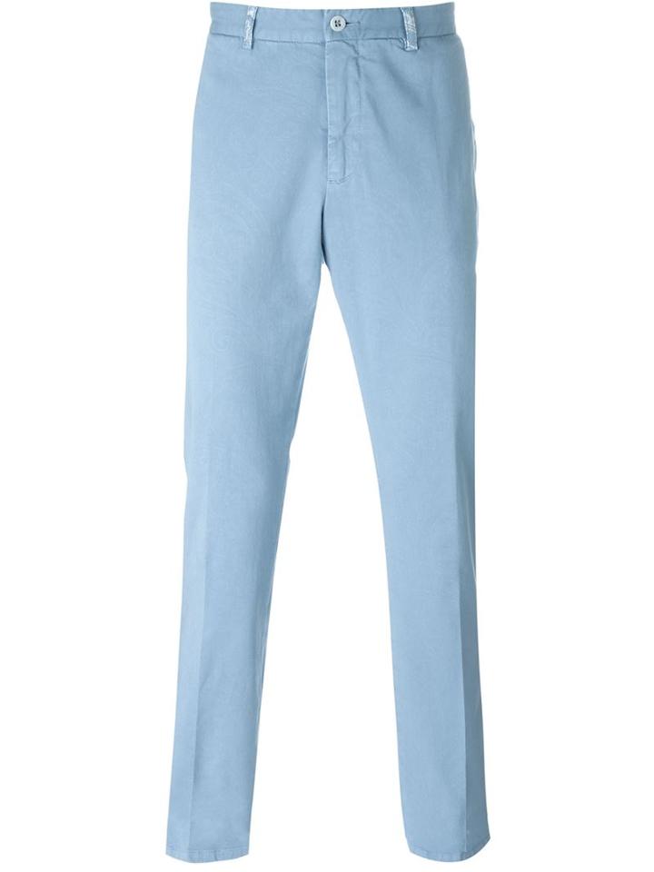 Etro Classic Chinos, Men's, Size: 56, Blue, Cotton/spandex/elastane
