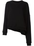 Mm6 Maison Margiela Asymmetric Cropped Sweatshirt, Size: Small, Black, Cotton