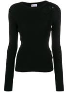 Red Valentino Bow Detail Ribbed Sweater - Black