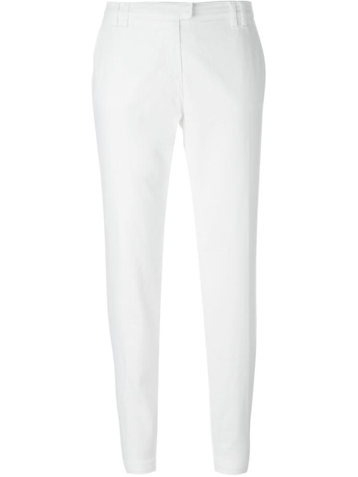 Eleventy Classic Slim Fit Trousers, Women's, Size: 30, White, Cotton/polyester/spandex/elastane