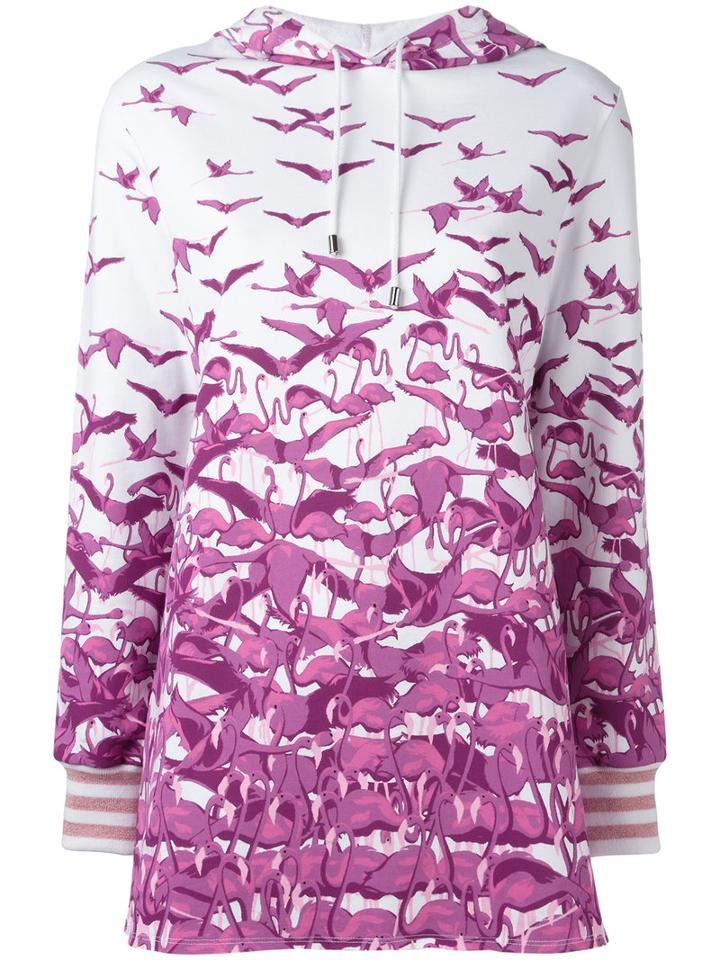 Giamba Glittery Stripes Hoodie, Women's, Size: 42, White, Cotton/polyester