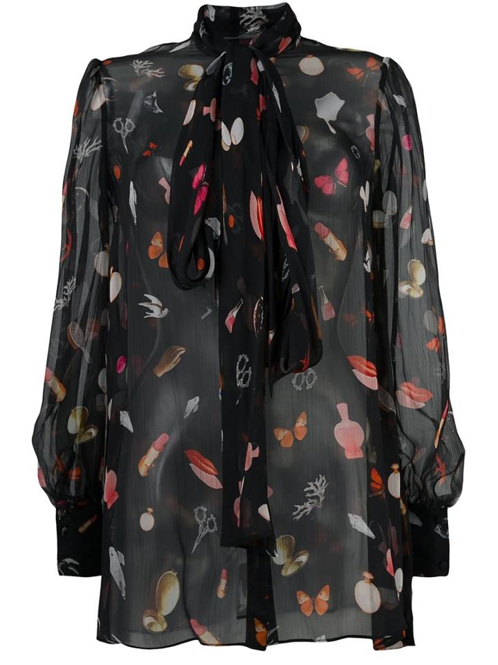 Alexander Mcqueen Obsession Print Shirt, Women's, Size: 40, Black, Silk