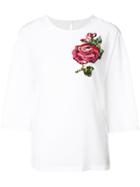 Dolce & Gabbana Rose Appliqué Top - White
