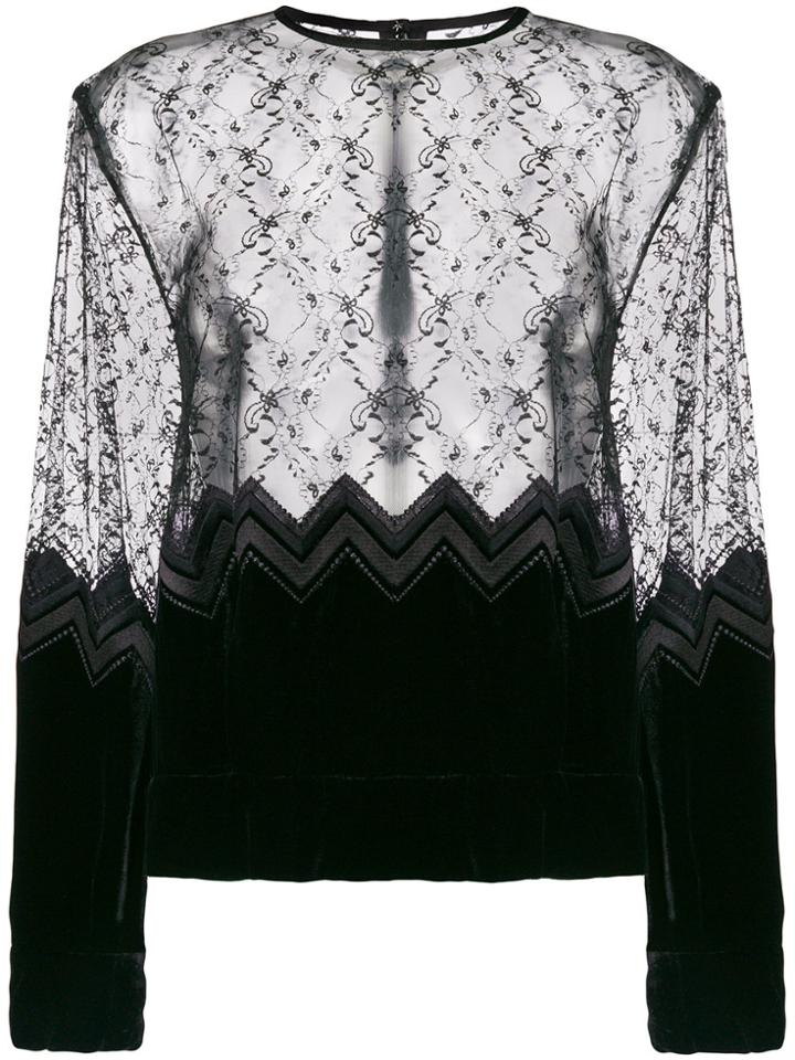 Comme Des Garçons Noir Kei Ninomiya Sheer Lace Blouse - Black