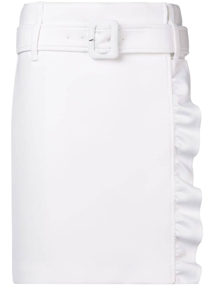 Prada Ruffle Trim Midi Skirt - White