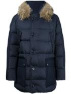 Moncler 'gaze' Hooded Coat, Men's, Size: 6, Blue, Feather Down/polyamide/virgin Wool