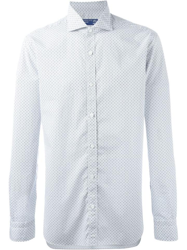 Barba Fine Print Shirt, Men's, Size: 44, Blue, Cotton