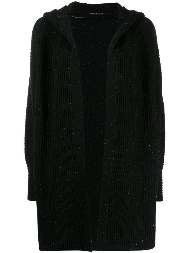 Luisa Cerano Hooded Wool Cardigan - Black
